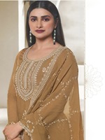 Dhwaja Export Nouveau Salwar en Soie Organza Lourde de Créateur, Broderie Multicouleurs à Fils et Paillettes, Séchage Rapide, Multicolore, Indien/Pakistanais