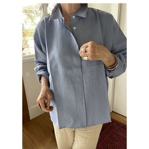 Camisa Oversize de Lino para Mujer, Color Liso, Transpirable, con Decoración de Encaje y Volantes, Talla Única, Primavera/Verano/Otoño - Product Image 2