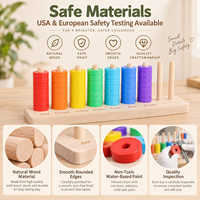 Jeu de lancer d'anneaux en bois arc-en-ciel EDULAND en gros, jouet éducatif Montessori pour le tri des couleurs et le comptage pour enfants OEM ODM