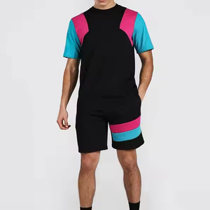 ชุดเสื้อยืดและกางเกงขาสั้นผู้ชายแฟชั่นใหม่ ขายส่ง แบบสั่งทำ ผ้าถัก พิมพ์ลายด้วยความร้อน น้ำหนัก 450 กรัม - Product Image 1