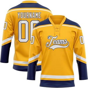 Jersey de hockey sobre hielo con apliques bordados personalizados, camisetas de hockey de equipo transpirables de 100% poliéster - Product Image 4