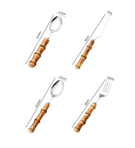 Ensemble écologique cuillère spéciale en acier inoxydable manche en bois de bambou cuillère à ustensiles en vrac ensemble de couverts pour hôtels - Product Image 2