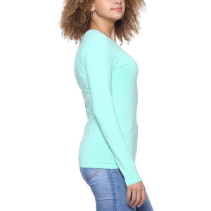 Meilleure vente Logo personnalisé impression 100% coton chemises à manches longues pour femmes vierges marque privée votre propre conception femmes T-shirts - Product Image 3