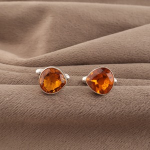 Mancuernillas de Citrino Natural Hechas a Mano por Diseñadores, Juego de Plata de Ley 925, Regalo de Lujo Unisex, Elegante para Vestimenta Formal - Product Image 6
