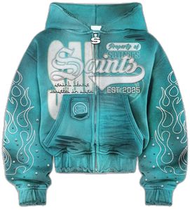 Sweats à capuche surdimensionnés de haute qualité avec logo personnalisé pour hommes, sweats à capuche à fermeture éclair délavés à l'acide, sweats à capuche imprimés à l'écran - Product Image 1