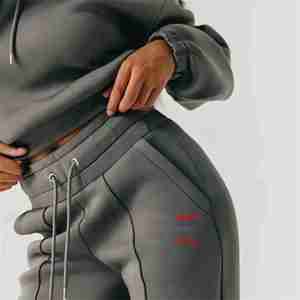 LOGO personalizado de las mujeres desgastadas Sudadera con capucha Chándales de dos piezas de calidad superior de peso pesado pantalones con capucha conjunto de chándal de las mujeres conjunto - Product Image 6