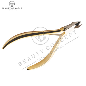 Stainless Steel Luxury Nail Clipper Wide Jaw Opening Customized Made <b>Half</b> Golden Color Non <b>Slip</b> Handle Cuticle Nail Nipper - Product Image 3