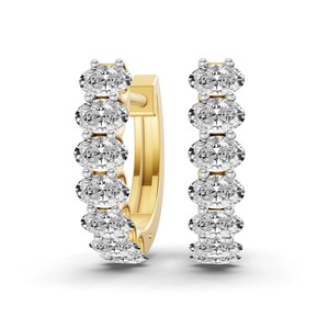 Elongated Oval Lab Grown Diamond <b>Huggie</b> Earrings 1.25 Ct Tw F-G Color VS Clarity 14 Diamonds 14K <b>Solid</b> <b>Gold</b> Fashionable Curve - Product Image 3