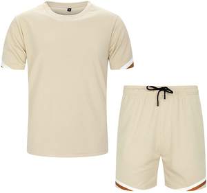 Hommes décontracté été Jogging Gym course Sport costume en gros personnalisé nouvelle mode à manches courtes t-shirt short ensemble respirant coton - Product Image 1