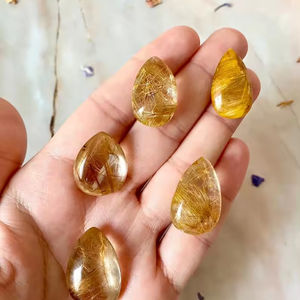 Cabochons de Quartz rutilé naturel 100% de qualité supérieure en forme de goutte de larme en vrac Cabochon pierres précieuses pour la fabrication de bijoux à taux de vrac - Product Image 1