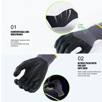 Gants de protection industrielle antidérapants en nylon et spandex 15 jauges, avec points personnalisés 3/4 enduits de nitrile micro-mousse pour une meilleure adhérence
