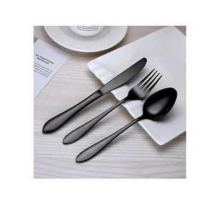 Venta caliente último modelo de cuchara de acero inoxidable 3 piezas mate Color personalizado Logo tenedor/cuchillo de mantequilla/cuchara Último precio - Product Image 1