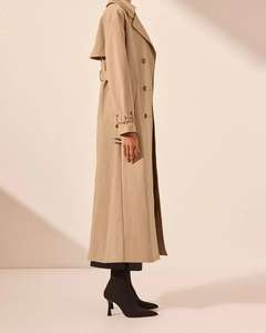 Abrigos de sarga de mezcla de algodón de primera calidad personalizados de fábrica, abrigos largos informales con doble botonadura, gabardina para mujer y hombre - Product Image 5