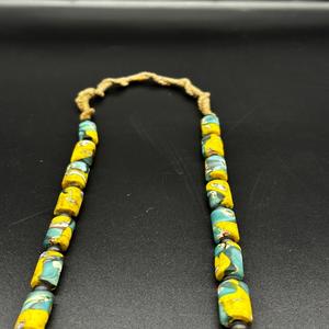 Authentique Vintage Africain Commerce Exquis Jaune Bleu Fabriqué À La Main Cristal Lampwork Perles De Verre En Gros En Vrac - Product Image 2