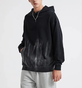 Sudadera con capucha de lavado ácido de gran tamaño con serigrafía personalizada de High Street al por mayor para hombres y sudaderas con capucha de lana para hombres - Product Image 1