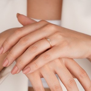 10k Or Massif Baguette Coupe Diamant Bague Laboratoire Cultivé Diamant Baguette De Mariage und Cut Diamant Bague De Fiançailles Bijoux Faits À La Main - Product Image 3