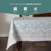 Nappe de table en coton non tissé vert clair, personnalisée, réutilisable, imperméable, motif floral, style lin indien