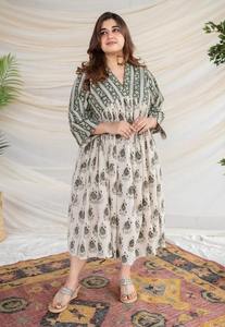 Indien main bloc imprimé fleuri 100% coton robe nouvelle à la mode été décontracté vêtements de mariage à la main respirant naturel ODM tissé - Product Image 5