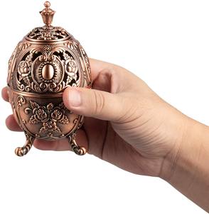 Antique Style Metal Incense <b>Burner</b> with Ornate Floral Design and Lid Perfect for Home Decor Meditation Prayer Room and Gift Use - Product Image 3