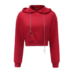 Custom Women's Casual Loose <b>Long</b> <b>Sleeve</b> <b>Crop</b> Top Hoodie Style for All Seasons Hooded with Embroidery Decoration Streetwear - Product Image 5