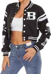Women's Varsity <b>Jacket</b> - Stylish Two-Tone Baseball <b>Jacket</b> with Ribbed Cuffs and Snap Buttons - Product Image 5