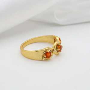 Bague exclusive en laiton triple cornaline avec pierres précieuses plaqué or bijoux religieux à la mode femmes hommes fiançailles fête d'anniversaire - Product Image 6