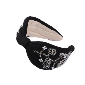 Diademas Bordadas a Mano con Tela, Flores de Esponja de Alta Costura, Diademas con Cuentas Preppy Importadas - Product Image 1