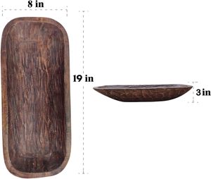 <b>Wooden</b> Dough <b>Bowl</b> Antique Walnut Reddish Brown Vintage, Long Dough <b>Bowl</b> <b>Large</b>, Centerpiece Wood <b>Bowl</b> L19 X W8 X H3 Inch - Product Image 6