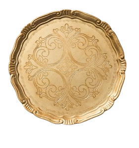 Assiettes de présentation de forme arrondie Assiettes à dîner plaquées or de luxe au design exquis pour restaurant Assiettes de présentation en métal au design personnalisé - Product Image 5