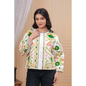 Handmade Indian Cotton Quilted <b>Jacket</b> Ladies Floral Print Coat Reversible Feathers Varsity Boho <b>Short</b> Long Winter Autumn - Product Image 5
