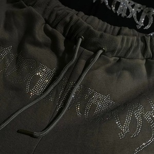 High Quality Custom Colors Unisex Lightweight Knee-Length Winter Pullover Cotton Tracksuit Distressed Embroidered <b>Rhinestone</b> <b>Top</b> - Product Image 3