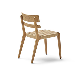 Silla de comedor moderna hecha de marco de madera maciza de teca con Lum de ratán tejido de papel en el asiento para uso interior - Product Image 4