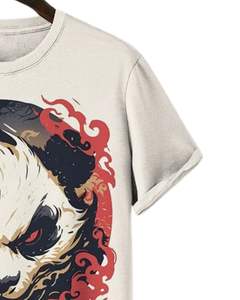 Camiseta Gráfica de Panda del Fabricante, Camiseta de Manga Corta de Algodón, Ropa de Calle Informal, Camiseta Estampada, Corte Holgado, Atuendo de Verano, Unisex - Product Image 2