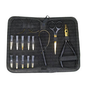 Compre herramientas de extensión de cabello de acero inoxidable 100% Alicates de herramientas de bucle de tracción dorados negros con estuche de cuero - Product Image 1