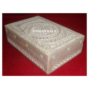 Último diseño indio y acabado fino hecho a mano caja de joyería de esteatita Natural forma Rectangular para decoración del hogar y caja de regalo - Product Image 1