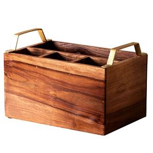 Eco-Friendly Wine & Beer Caddy with Glass & Wooden Cutlery Holder <b>Kitchen</b> Tissue Paper Stand for <b>Storage</b> - Product Image 5