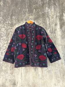 Elegant Handmade Velvet Suzani Floral Embroidered <b>Jacket</b> – Luxury Ethnic Boho Women's Statement Coat - Product Image 2