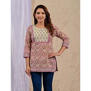 Top de Algodón Estampado Butti con Bordado Floral Pastel en Tela Popelina, Diseño Floral Moderno - Product Image 3