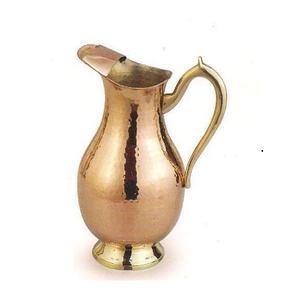 Jarra de agua de cobre puro de alta calidad, mango de latón, forma de acero con espejo, tamaño que incluye tapa competitiva - Product Image 2