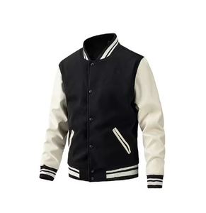 แจ็กเก็ตทีมเบสบอลแขนหนังสำหรับผู้ชายเสื้อแจ็คเก็ตผ้าขนแกะ - Product Image 4
