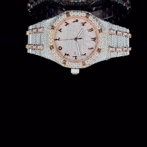 VVS Clarity Moissanite Diamond Totalmente Iced Out Relojes de pulsera hechos a mano con esfera redonda alta Moda de lujo Precio bajo - Product Image 3