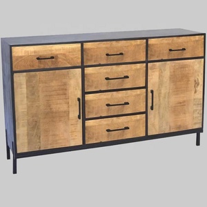 Phong cách công nghiệp khung sắt và tủ gỗ xoài rắn với 6 ngăn kéo và <span class=keywords><strong>2</strong></span> cửa Tủ lưu trữ đồ nội thất phòng khách - Product Image 4