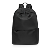Sac à dos scolaire et de voyage unisexe en nylon noir, grande capacité, imperméable, fermeture éclair, style minimaliste, décontracté, pour usage quotidien