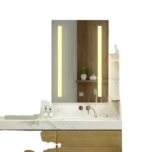 Hint el yapımı güvenlik aşındırıcı olmayan demister ile 5mm çevre led ayna retangular yan aydınlatma banyo duvar aynası