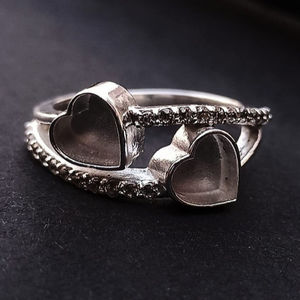 แหวนเพทาย925สเตอร์ลิงสำหรับผู้หญิงเครื่องประดับเปล่ารูปหัวใจขนาด6x6มม. มีสไตล์ล่าสุด - Product Image 1