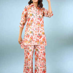 Ensemble de cordons en coton avec motifs indiens traditionnels modernes pour dames Nouveau rôle parental Manches trois-quarts décontracté Disponible Prix de gros - Product Image 1