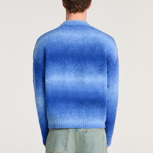 Pulls pour hommes très demandés, design OEM, prix de gros, pull en maille à rayures moelleuses, col rond, tricot moelleux en mohair pour hommes - Product Image 2