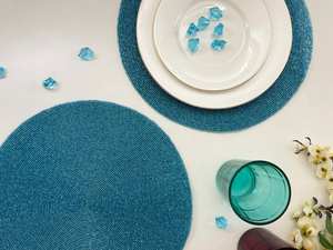 Mantel Individual con cuentas, cargador redondo hecho a mano para comedor de lujo y decoración de vacaciones, pieza única hecha a mano con cuentas, mantel, inauguración de la casa - Product Image 3