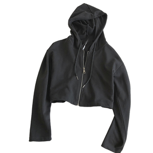 Chaqueta con Capucha para Mujer, Cómoda, Elástica, de Algodón Suave, Lisa, Holgada, para Entrenamiento, Correr, con Cierre, Técnica de Lavado Ácido, ODM, Abrigo de Invierno - Product Image 5