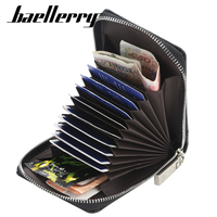 Dompet Pria Baellerry Grosir, Gaya Kasual Bisnis, Bahan Kulit PU, Penutup Ritsleting, Panjang Pendek, Multi-Kartu